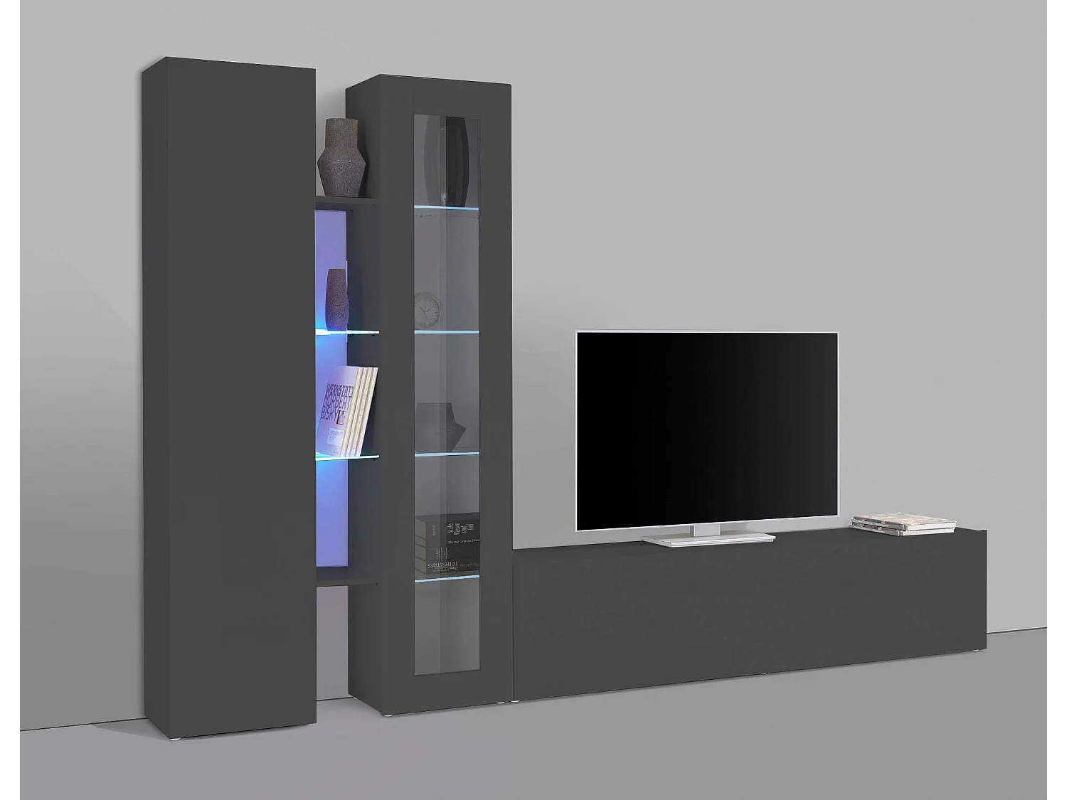 Meuble TV de salon moderne armoire et vitrine Elco RT