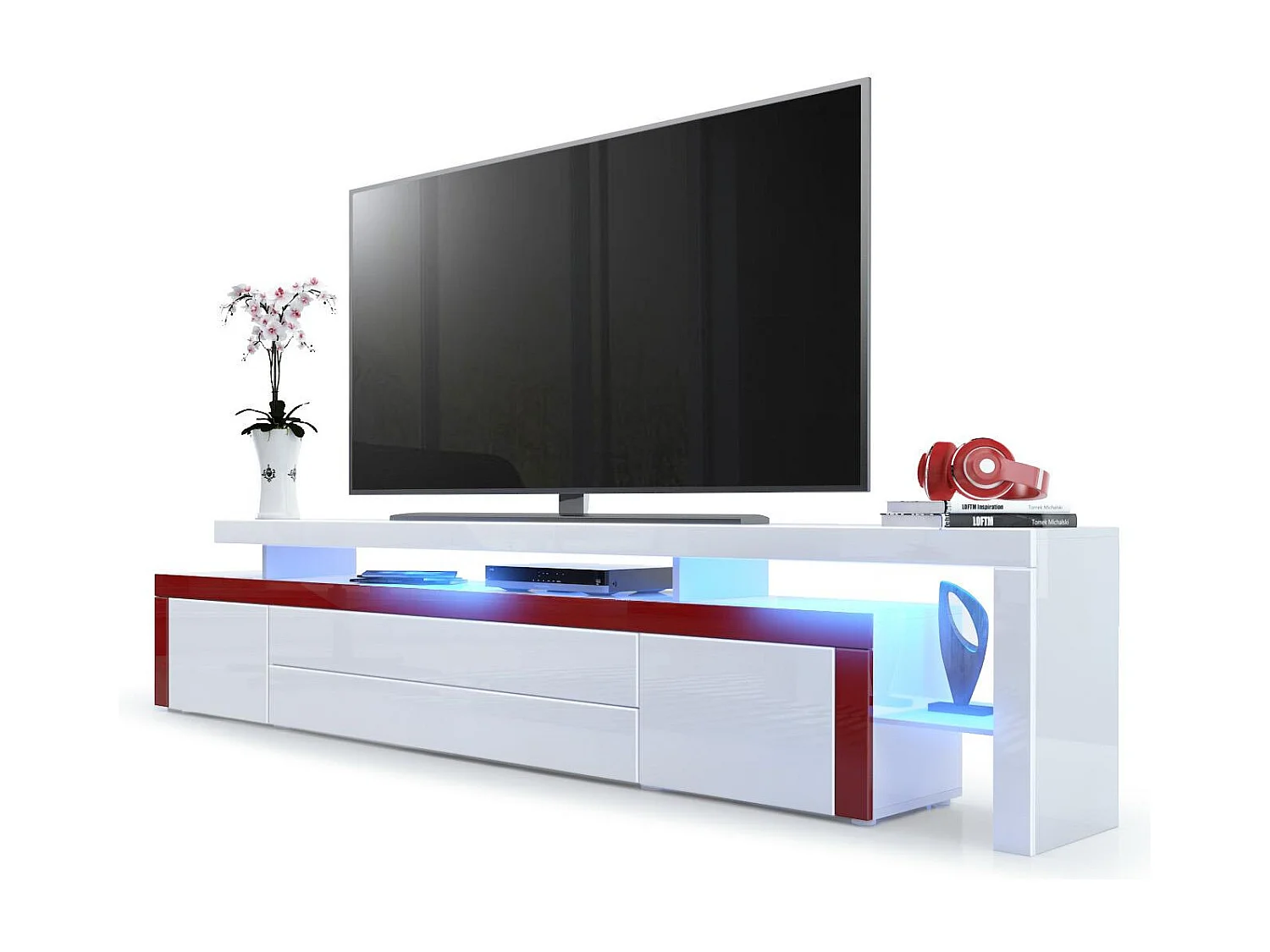 LOWBOARD Leon Weiß Hochglanz / Bordeaux Hochglanz