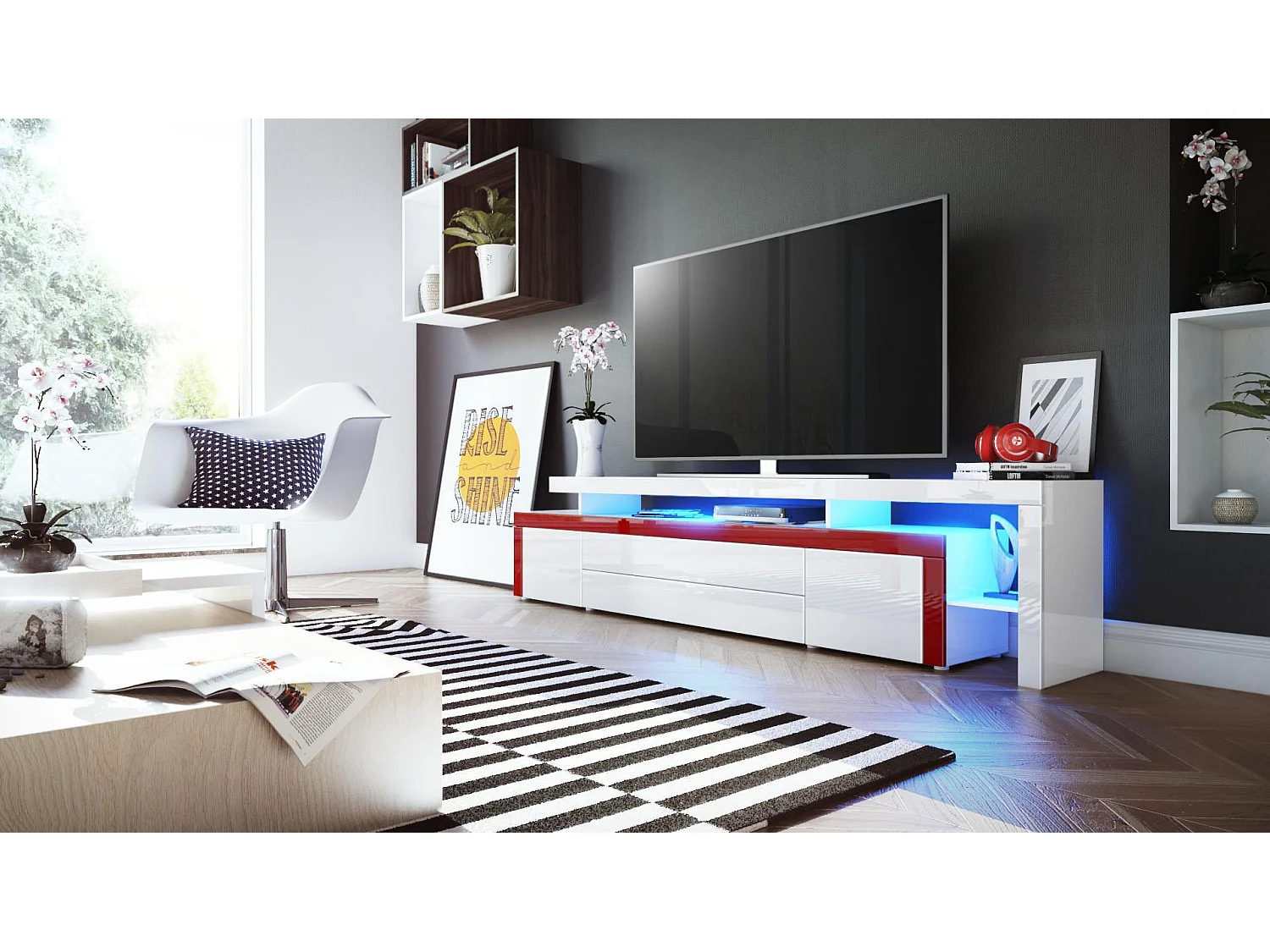 LOWBOARD Leon Weiß Hochglanz / Bordeaux Hochglanz