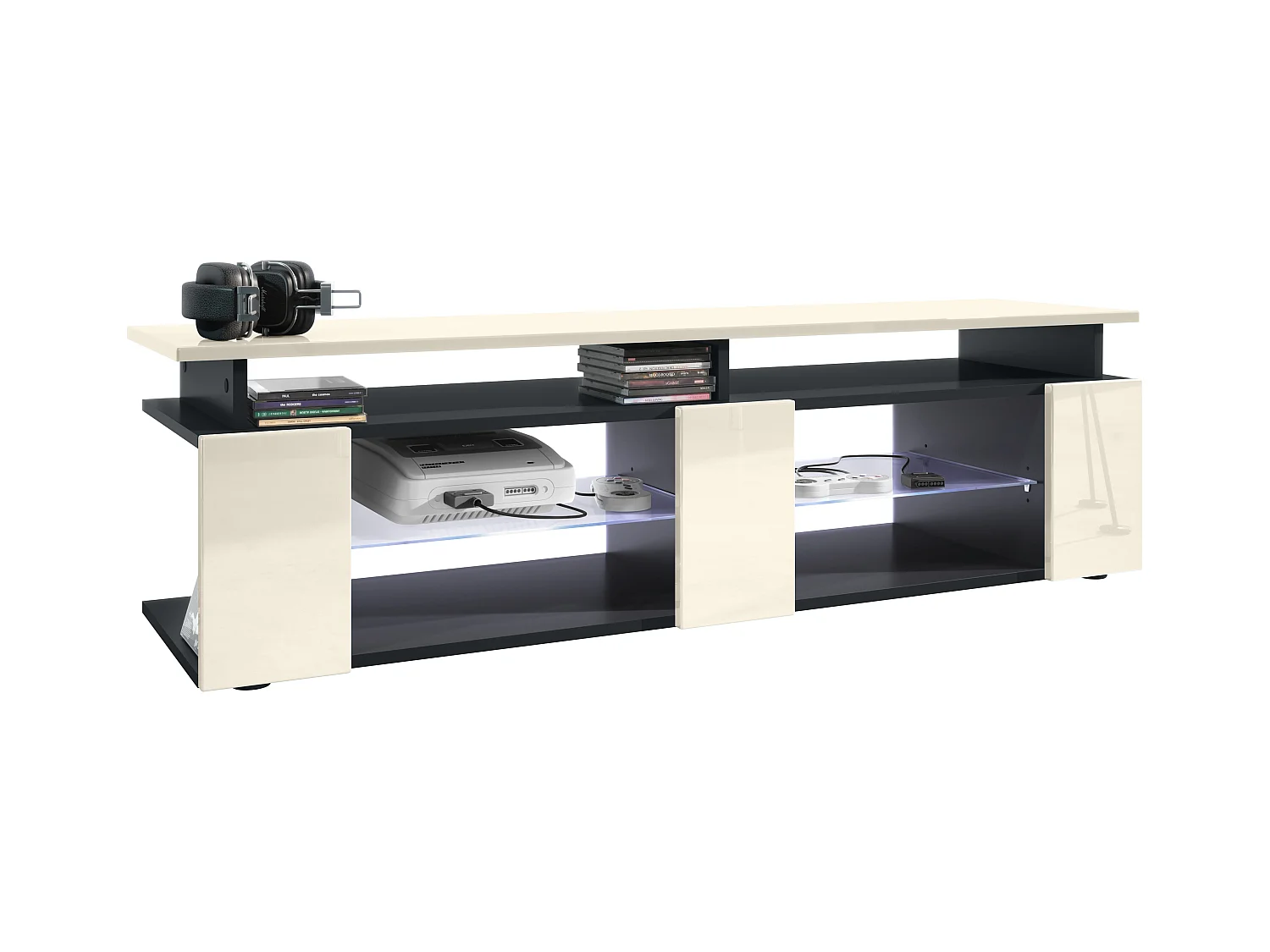 LOWBOARD Movie Fronten und obere Platte des Aufsatzes in Creme Hochglanz