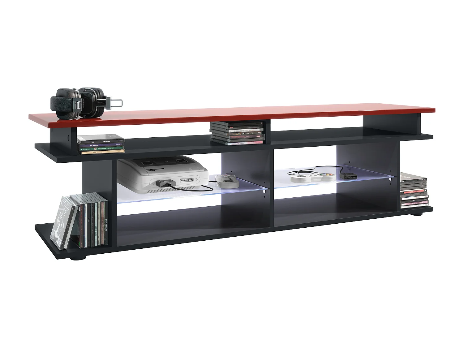 LOWBOARD Movie Platte des TV-Aufsatzes in Bordeaux Hochglanz