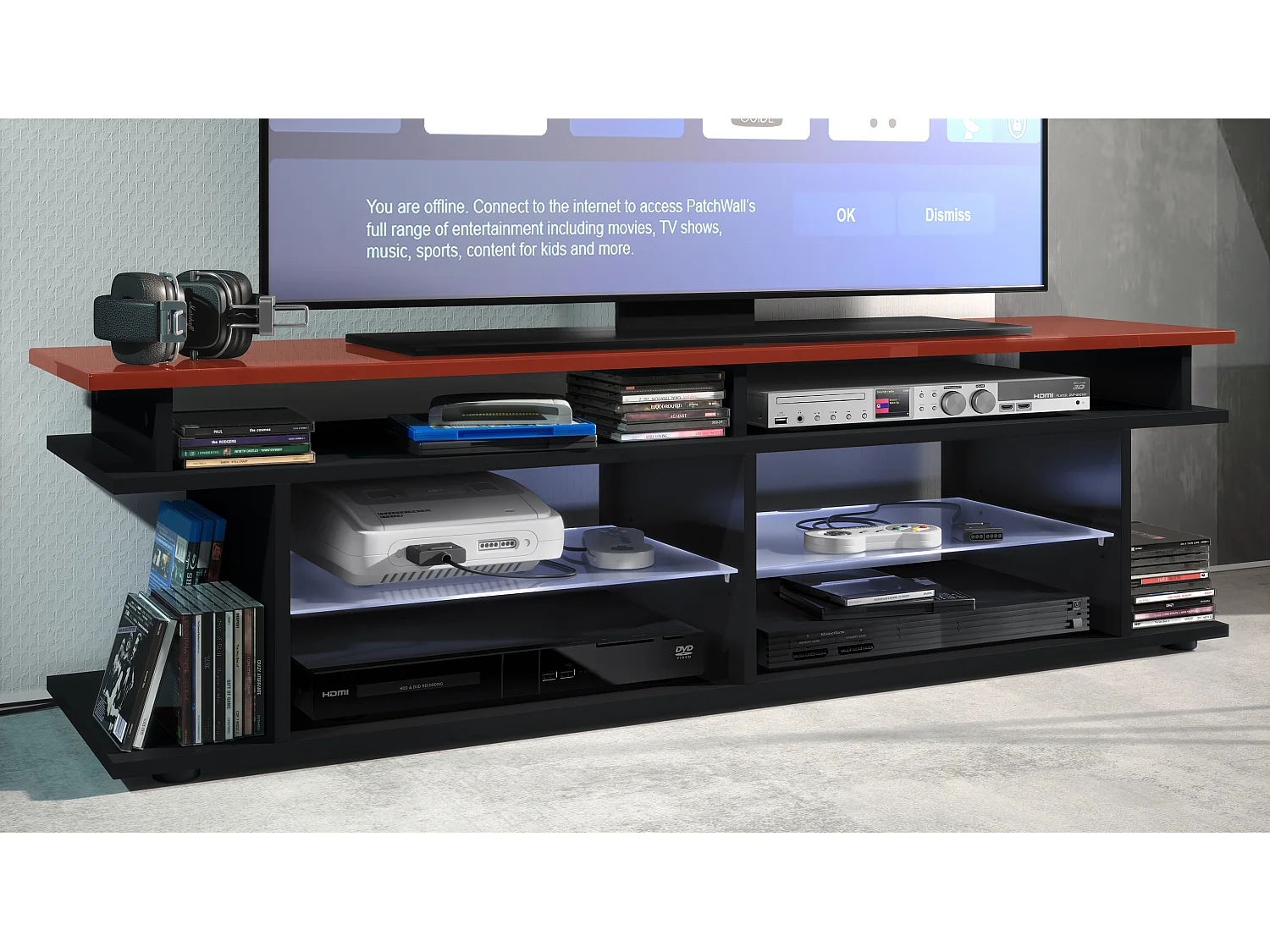 LOWBOARD Movie Platte des TV-Aufsatzes in Bordeaux Hochglanz