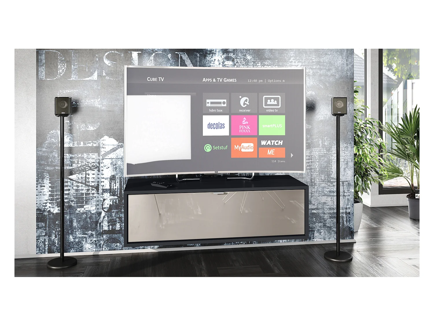 LOWBOARD Lana Fronten in Sandgrau Hochglanz