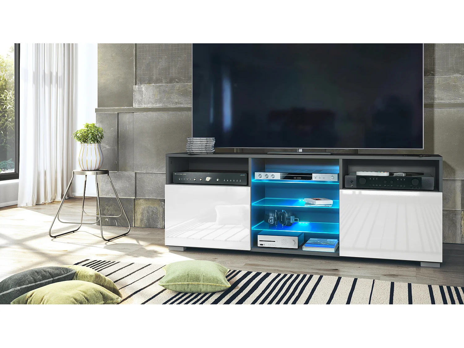 LOWBOARD Granada Front in Weiß Hochglanz