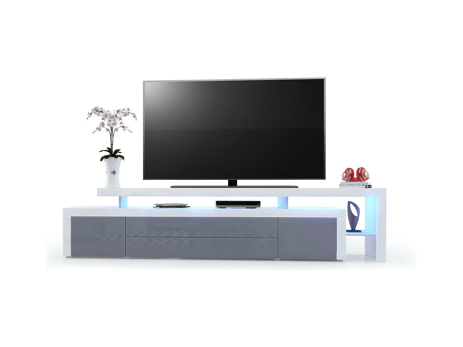 LOWBOARD Leon Grau Hochglanz / Weiß Hochglanz