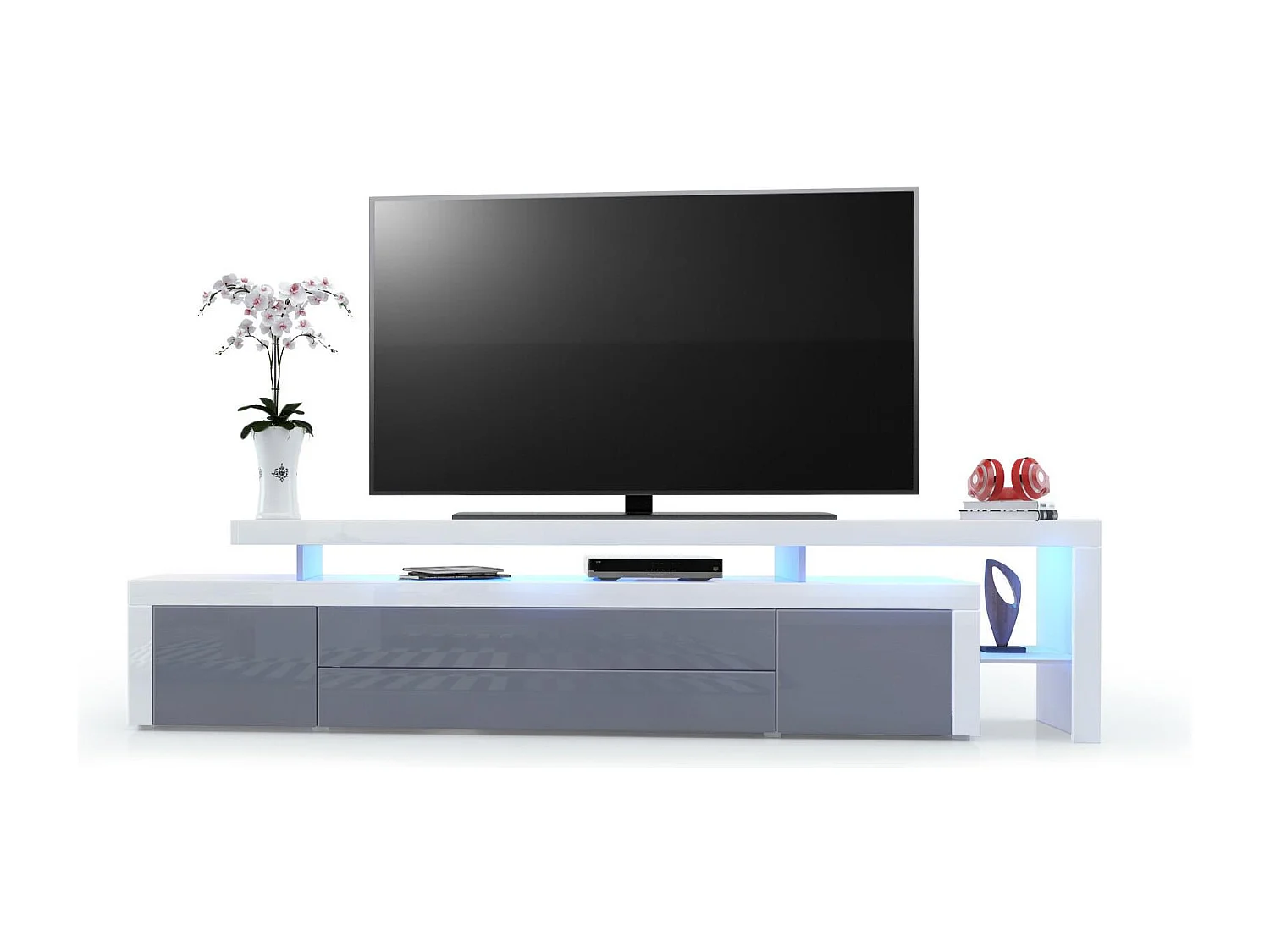 LOWBOARD Leon Grau Hochglanz / Weiß Hochglanz