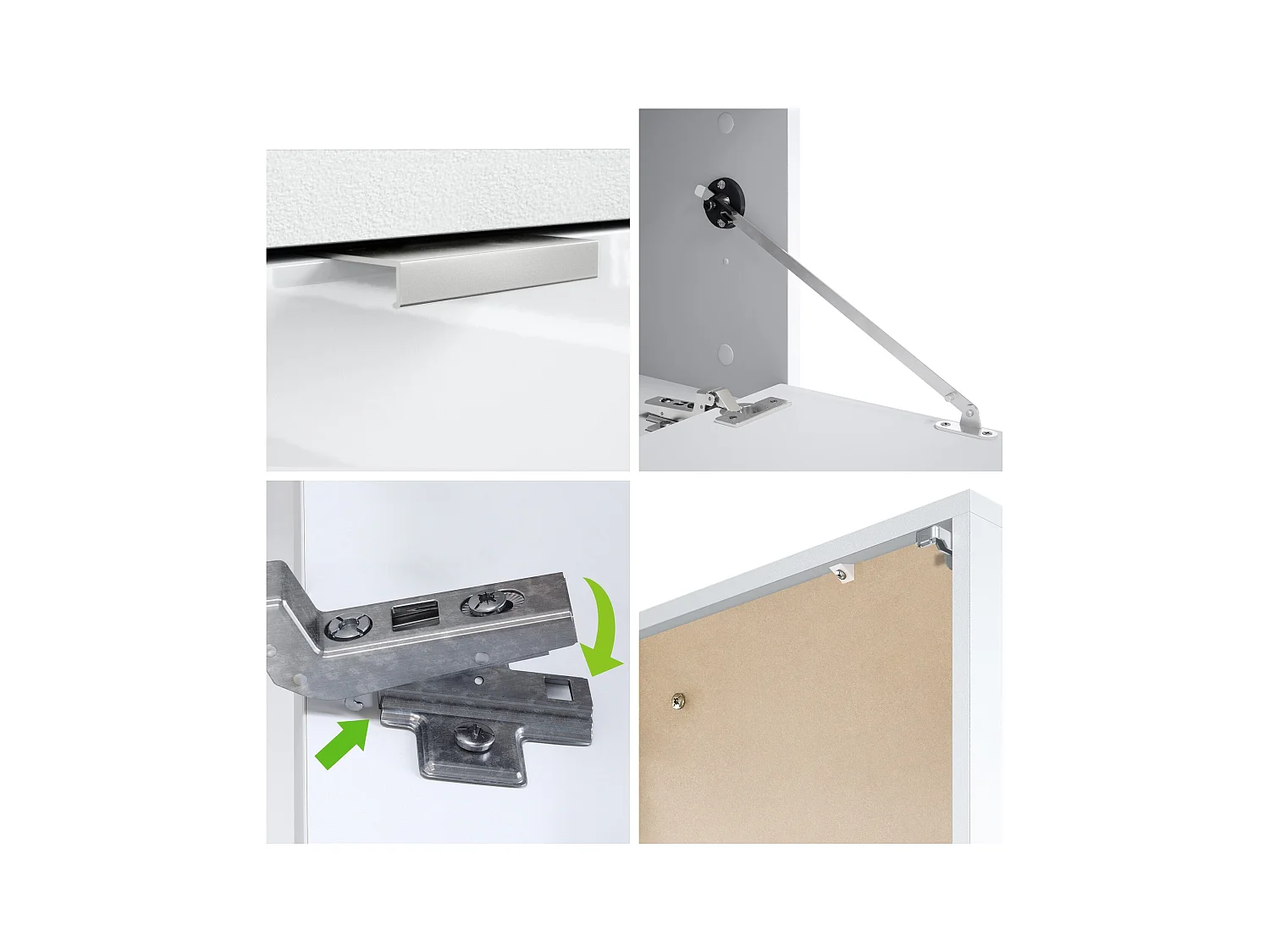 Ensemble de 2 set meuble TV Lana 100, lowboards de 100 x 29 x 37 cm chacun avec beaucoup d'espace de rangement, caisson en Blanc mat, façades en Blanc brillant