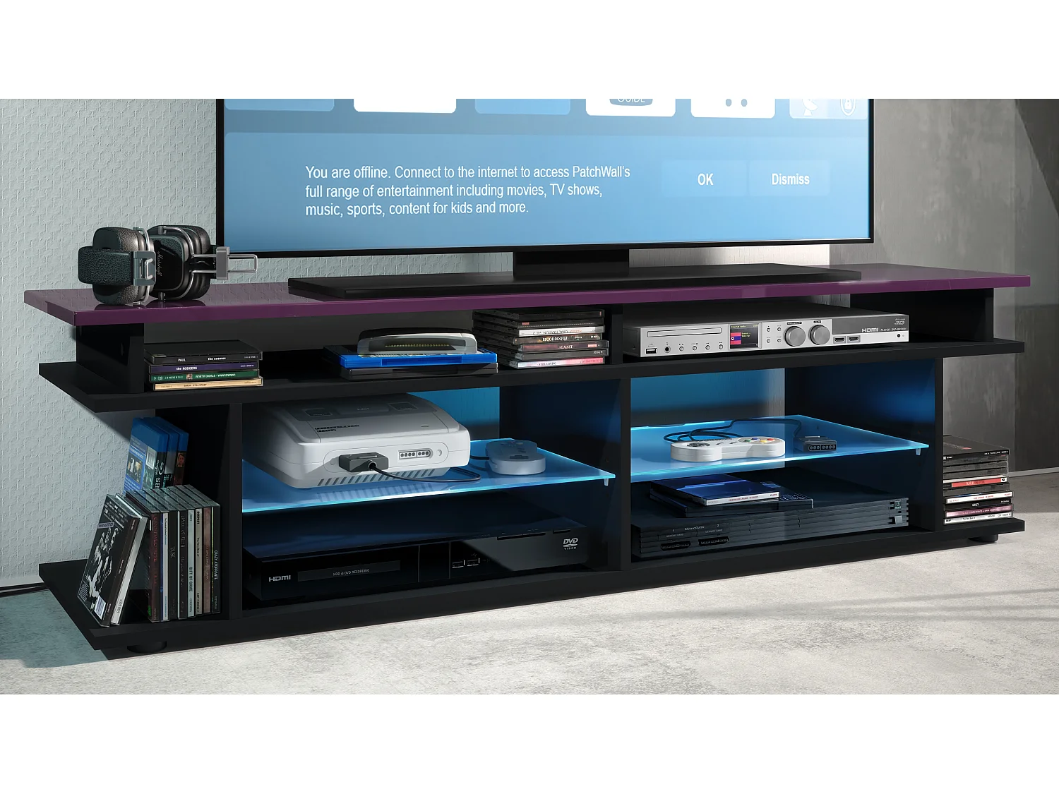 LOWBOARD Movie Platte des TV-Aufsatzes in Brombeer Hochglanz