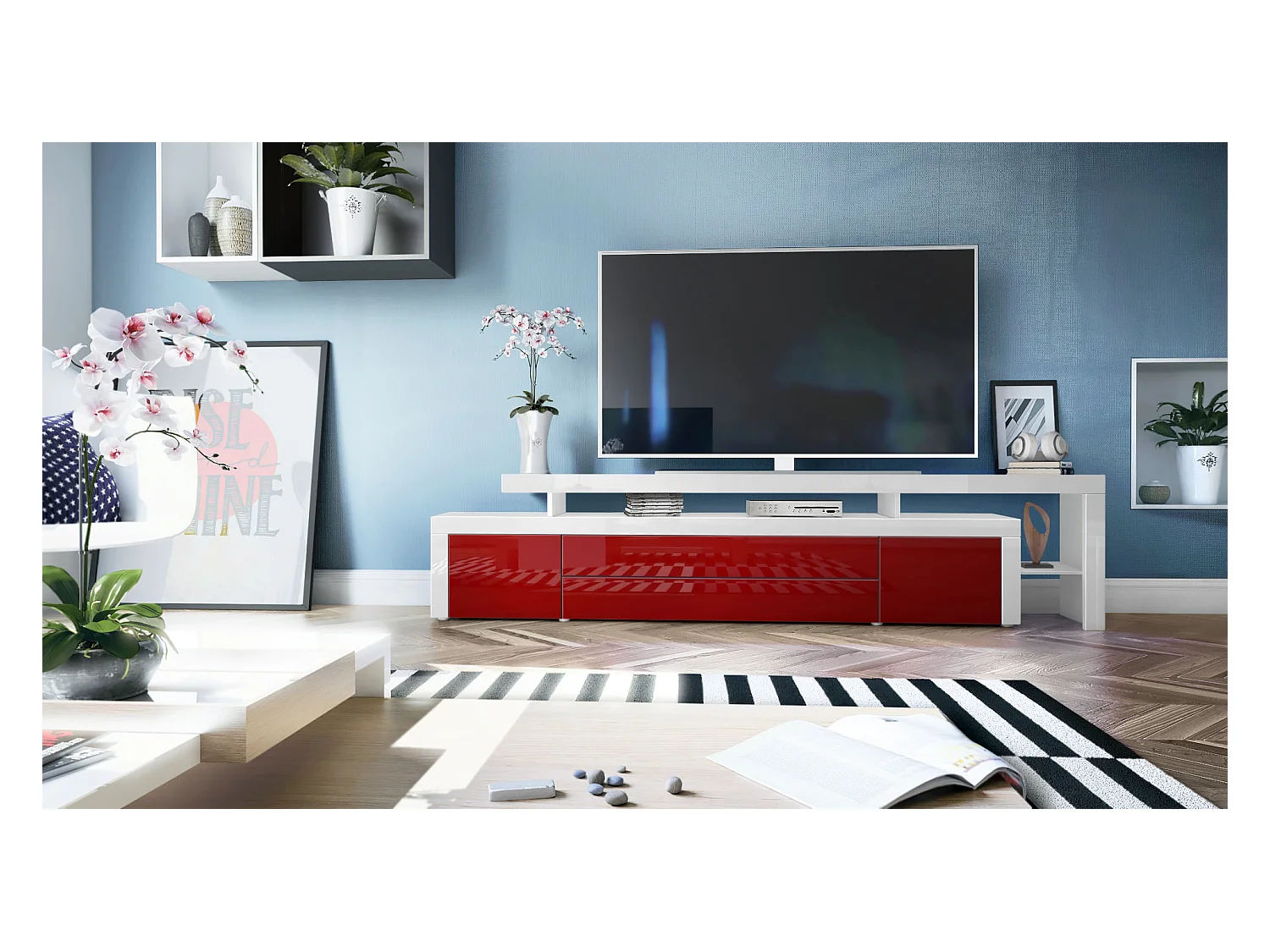LOWBOARD Leon Bordeaux Hochglanz / Weiß Hochglanz