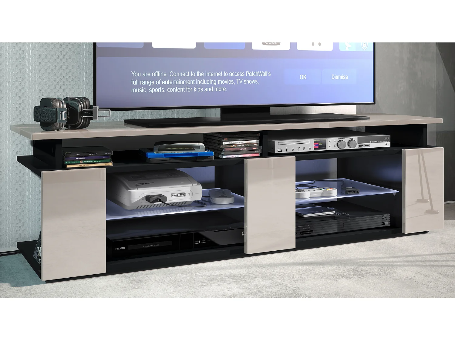 LOWBOARD Movie Fronten und obere Platte des Aufsatzes in Sandgrau Hochglanz