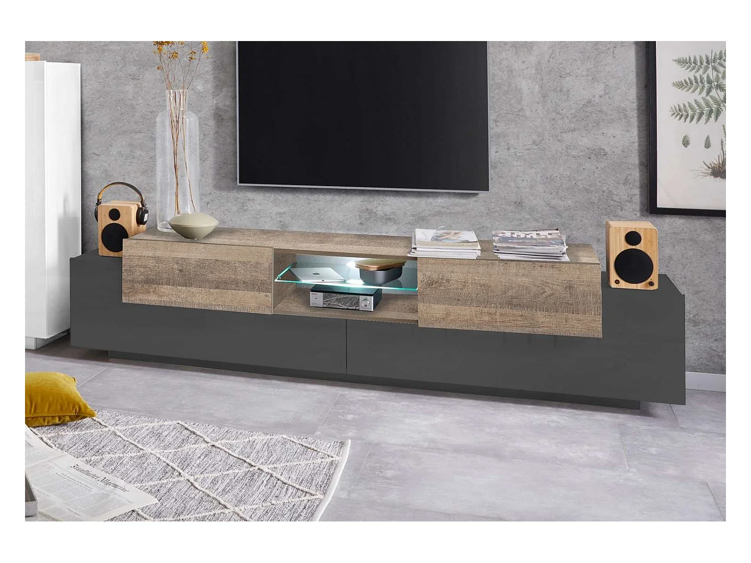 Mueble para TV New Coro L 220 x H 51 x P 45 cm roble
