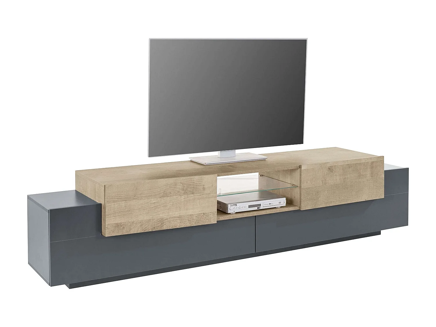 Meuble TV New Coro L 220 x H 51 x P 45 cm chêne