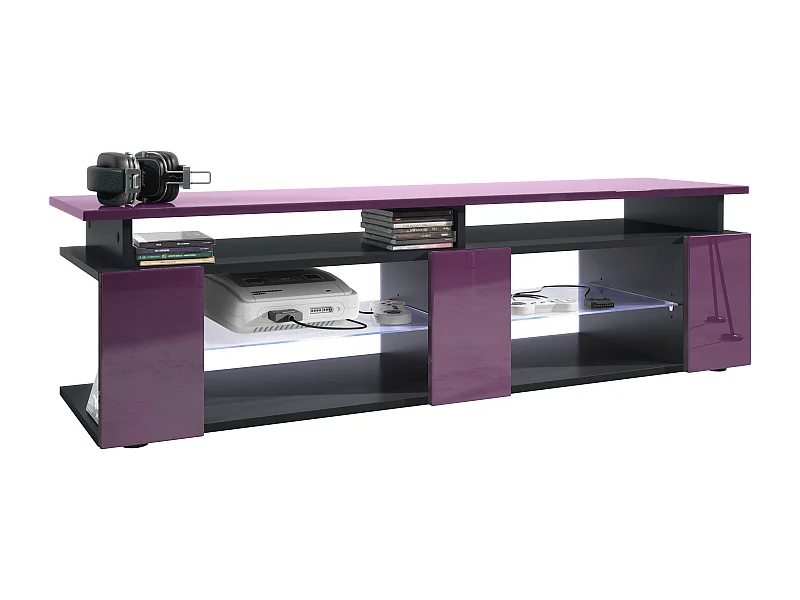 LOWBOARD Movie Fronten und obere Platte des Aufsatzes in Brombeer Hochglanz
