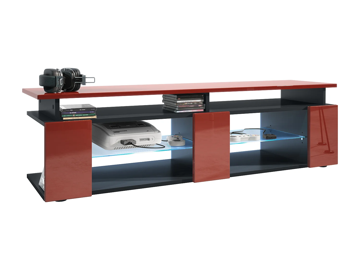 LOWBOARD Movie Fronten und obere Platte des Aufsatzes in Bordeaux Hochglanz