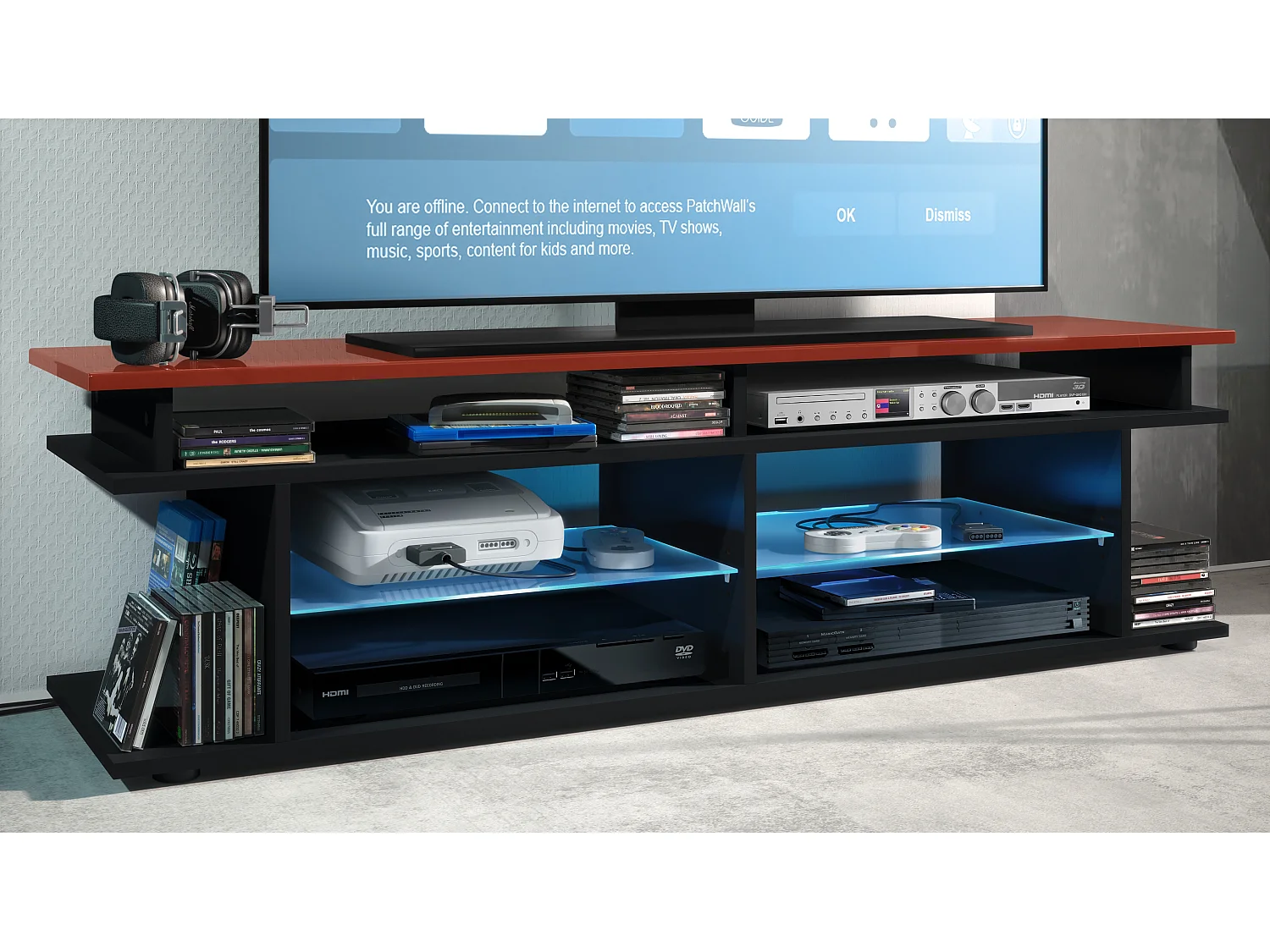 LOWBOARD Movie Platte des TV-Aufsatzes in Bordeaux Hochglanz