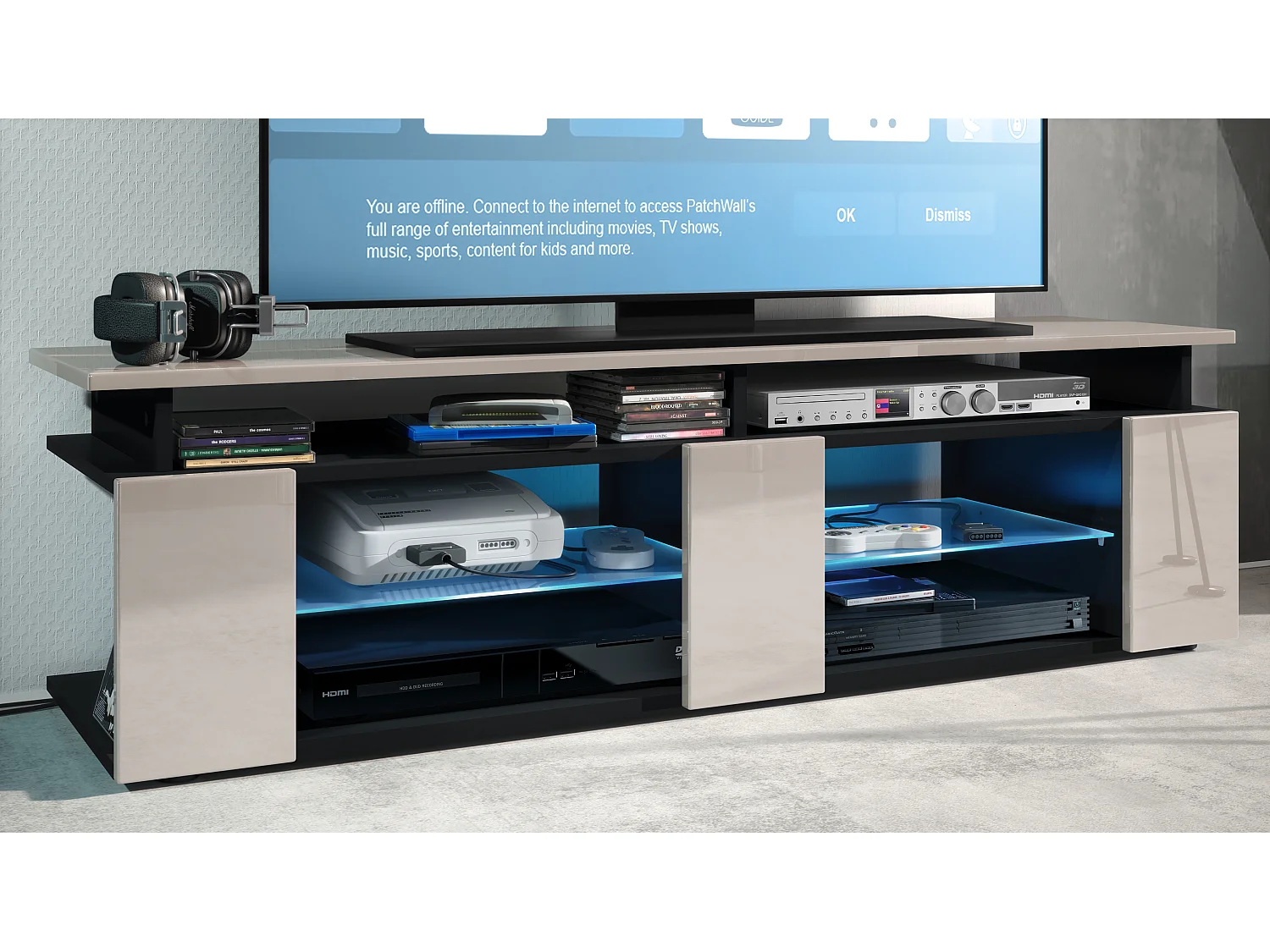 LOWBOARD Movie Fronten und obere Platte des Aufsatzes in Sandgrau Hochglanz