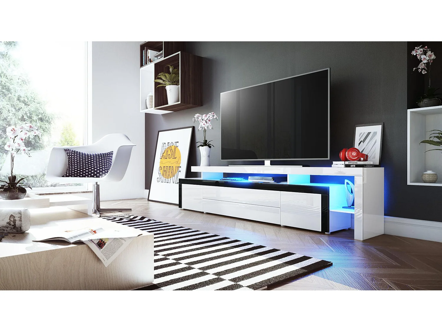 LOWBOARD Leon Weiß Hochglanz / Schwarz Hochglanz