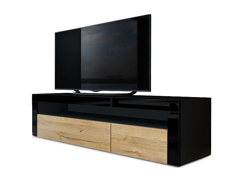 LOWBOARD Valencia Eiche Natur/ Schwarz Hochglanz