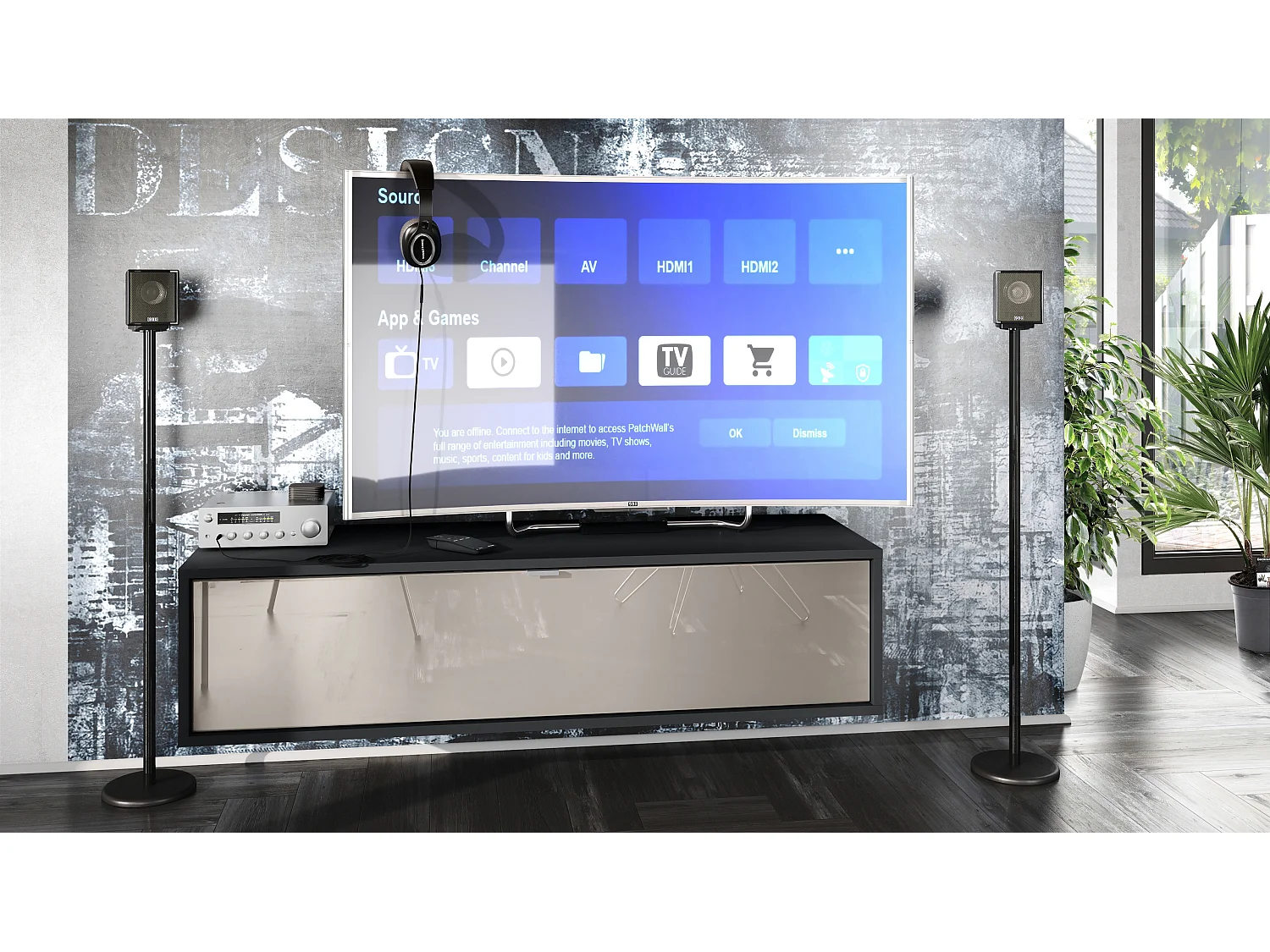 Meuble TV Lana 120 armoire murale lowboard 120 x 29 x 37 cm, caisson en Noir mat, façades en gris sable haute brillance | Grand choix de couleurs