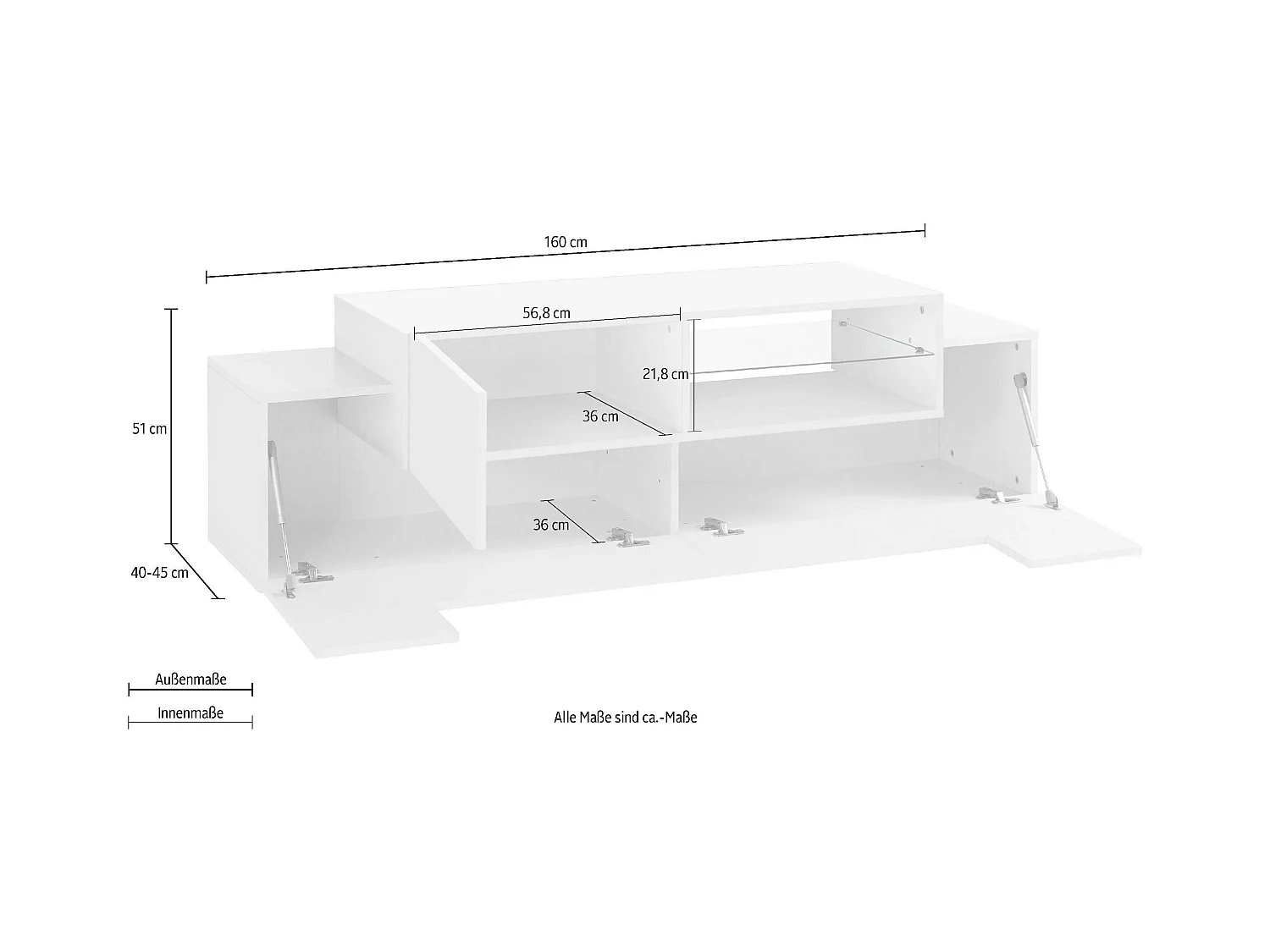 Meuble TV New Coro L 160 x H 51 x P 45 cm blanc