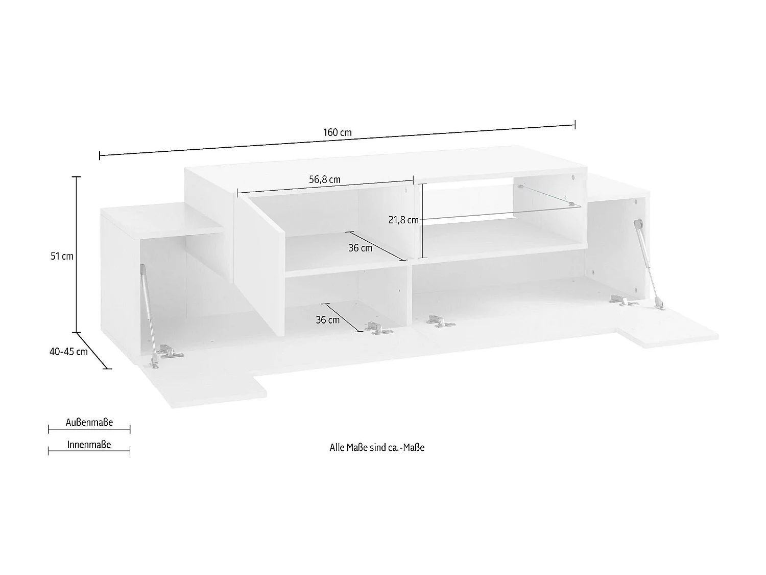 Meuble TV New Coro L 160 x H 51 x P 45 cm blanc