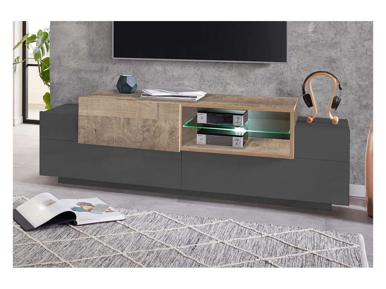 Mobile per TV New Coro L 160 x H 51 x P 45 cm rovere