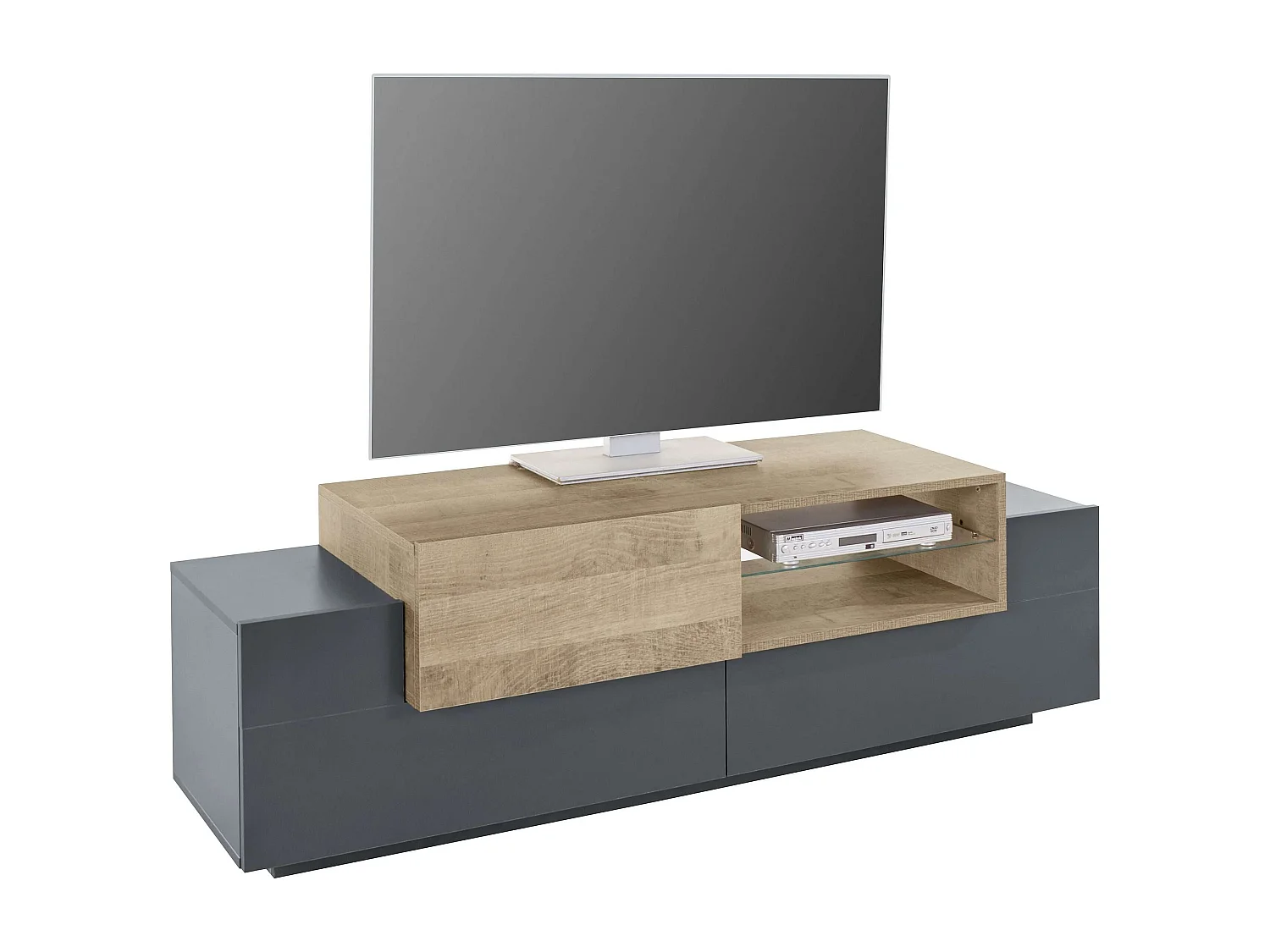 Meuble TV New Coro L 160 x H 51 x P 45 cm chêne