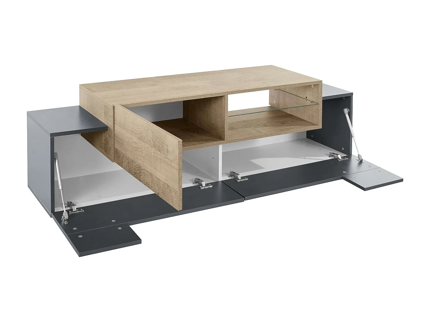 Meuble TV New Coro L 160 x H 51 x P 45 cm chêne