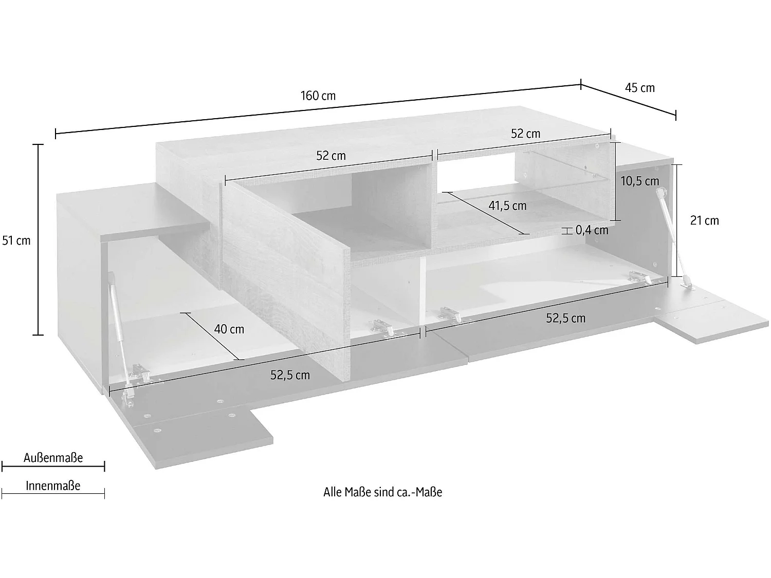 Meuble TV New Coro L 160 x H 51 x P 45 cm chêne
