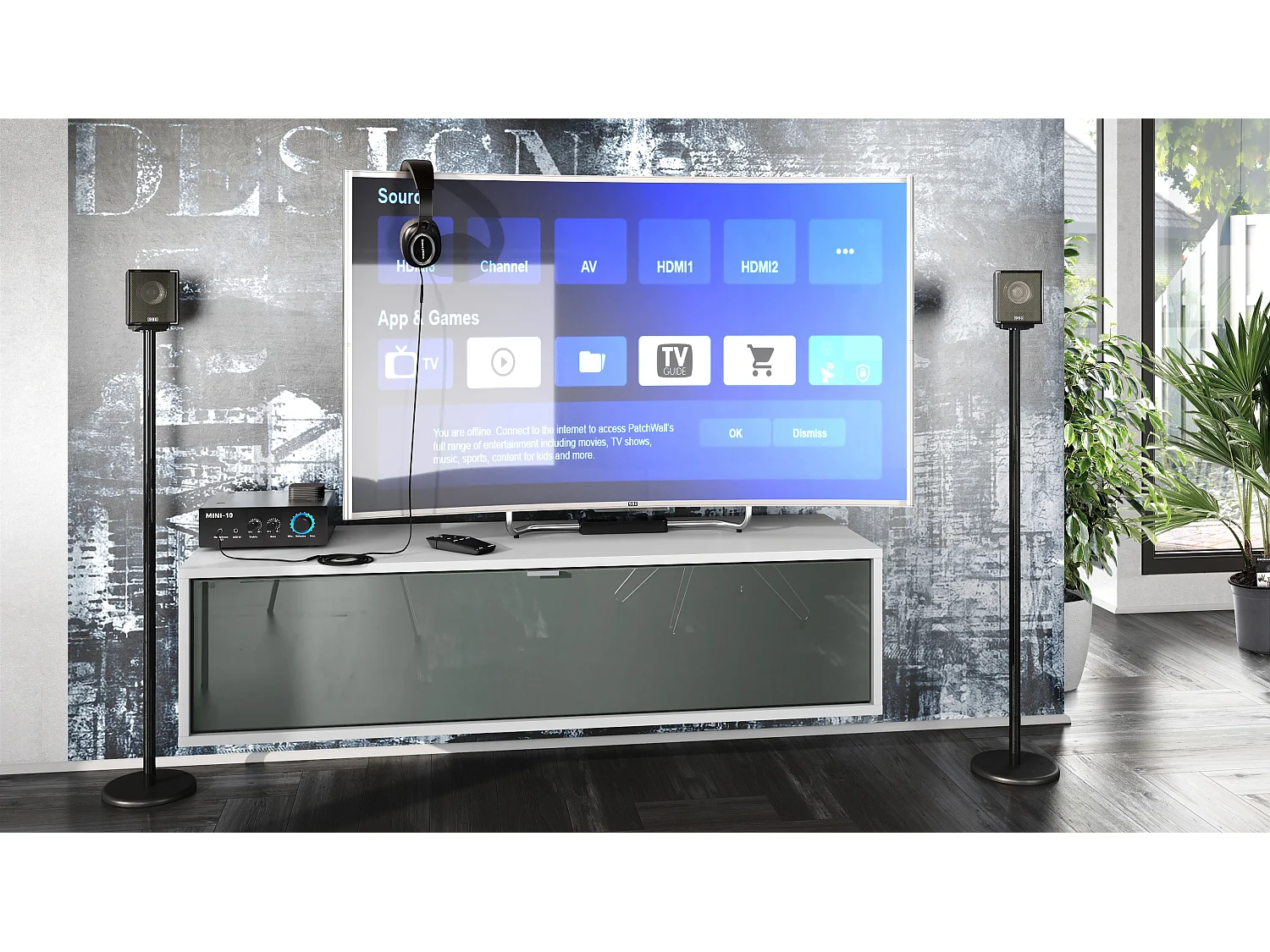 Meuble TV Lana 120 armoire murale lowboard 120 x 29 x 37 cm, caisson en Blanc mat, façades en Gris haute brillance | Grand choix de couleurs