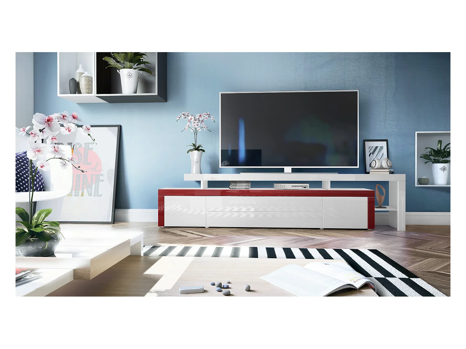 LOWBOARD Leon Weiß Hochglanz / Bordeaux Hochglanz