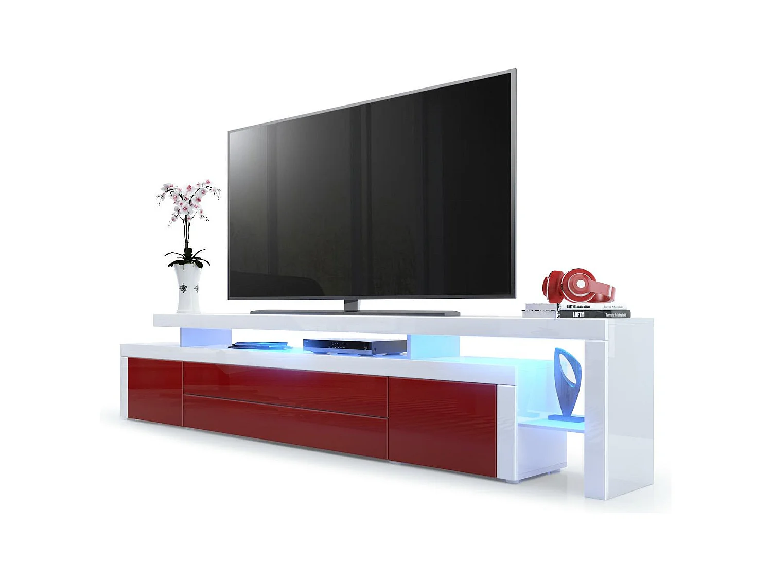 LOWBOARD Leon Bordeaux Hochglanz / Weiß Hochglanz