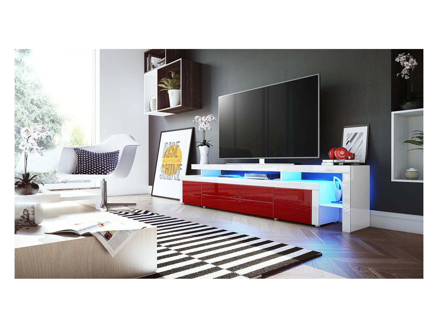 LOWBOARD Leon Bordeaux Hochglanz / Weiß Hochglanz