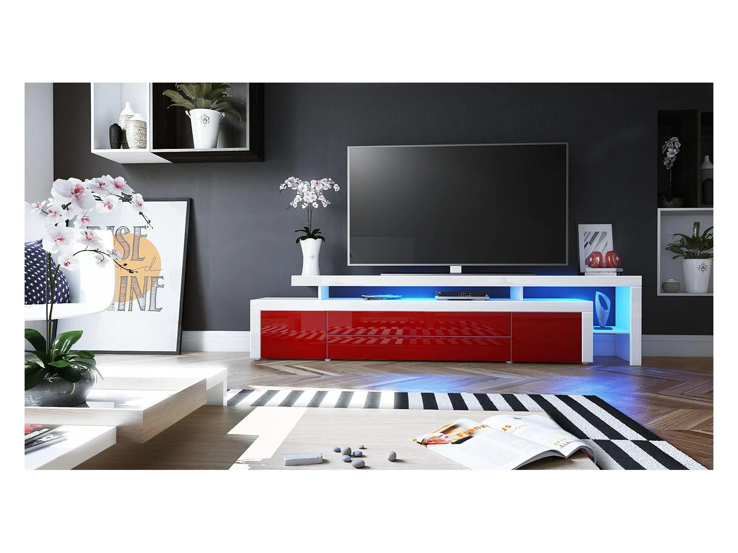 LOWBOARD Leon Bordeaux Hochglanz / Weiß Hochglanz