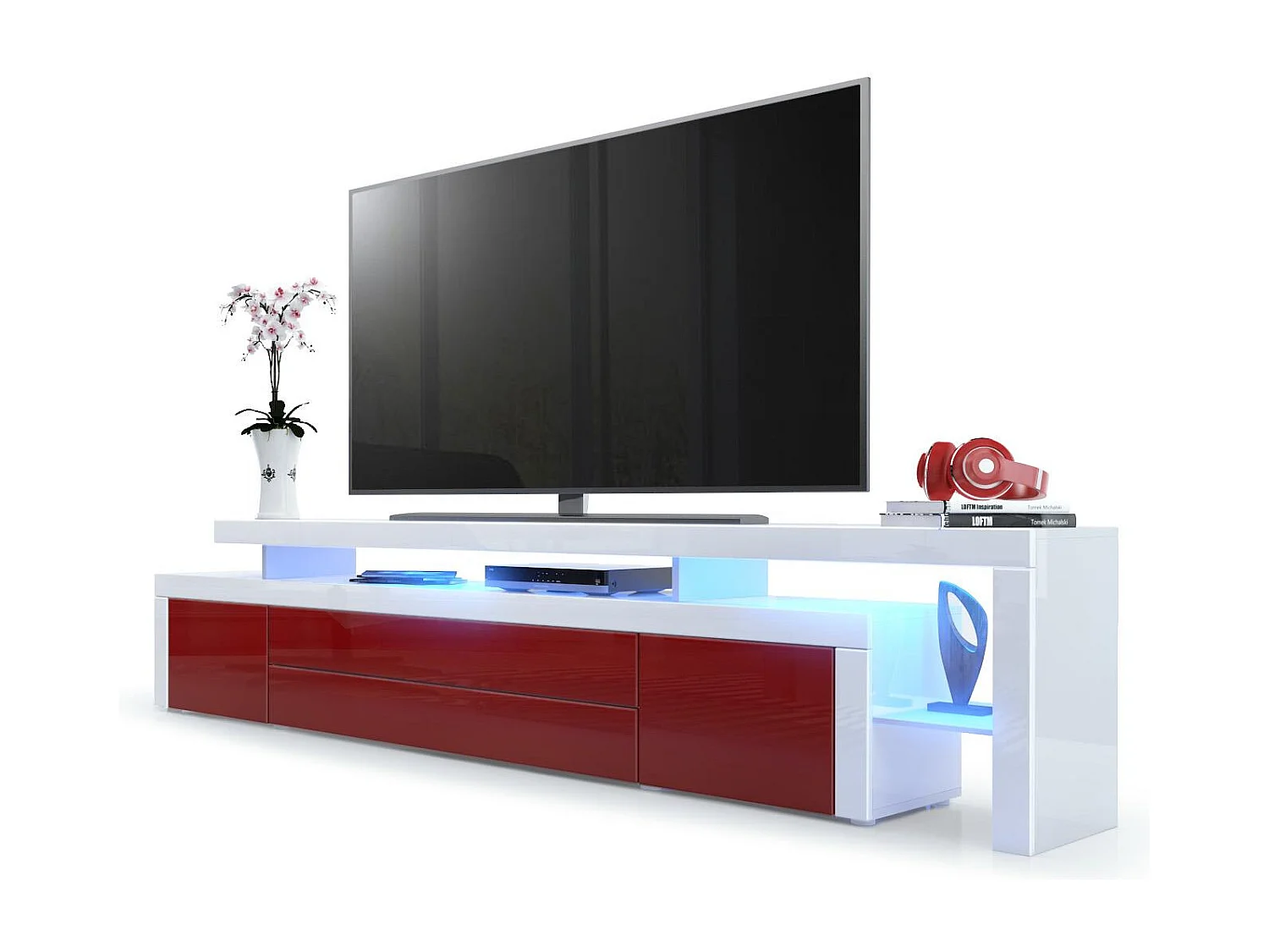 LOWBOARD Leon Bordeaux Hochglanz / Weiß Hochglanz