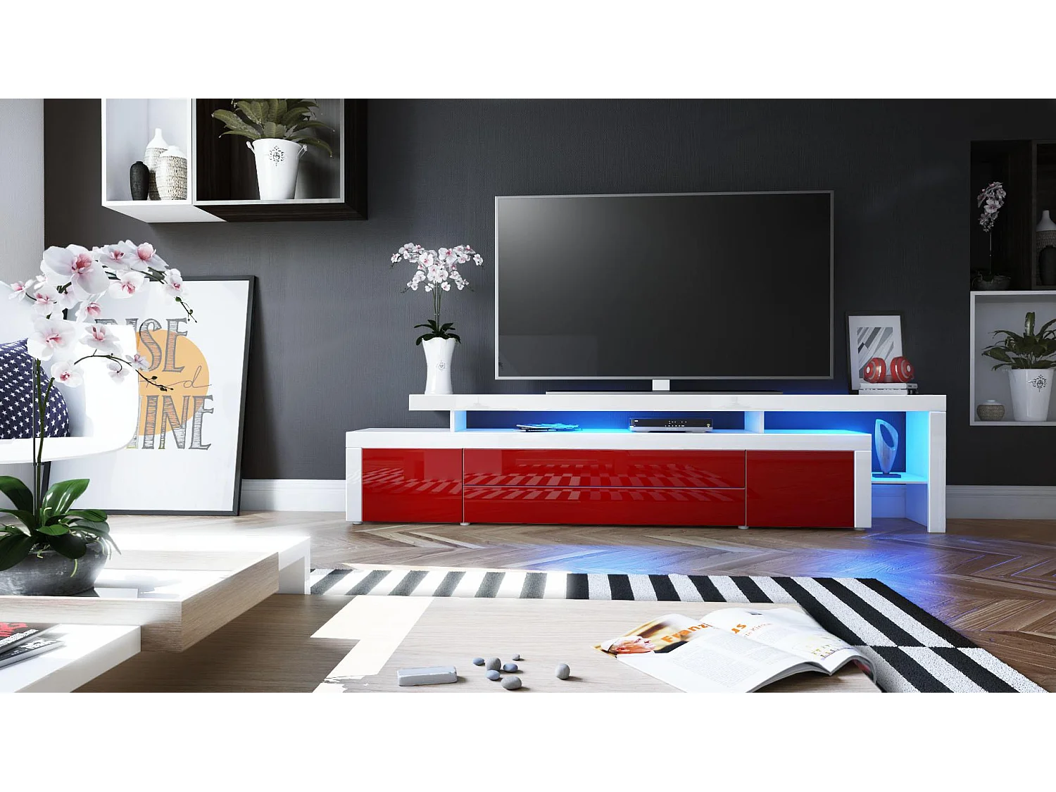 LOWBOARD Leon Bordeaux Hochglanz / Weiß Hochglanz