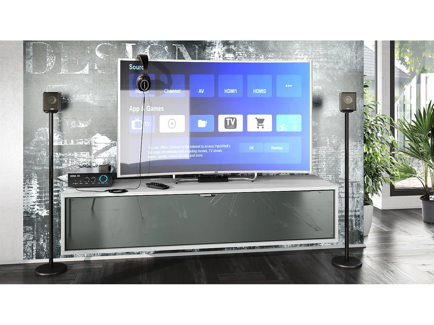 TV Board Lana 140 mobile da parete Porta TV 140 x 29 x 37 cm, struttura in bianco opaco, frontali in grigio lucido | Ampia scelta di colori