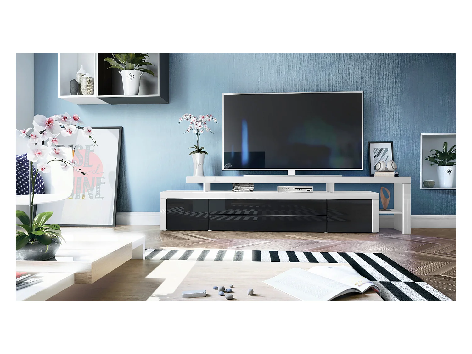 LOWBOARD Leon Schwarz Hochglanz / Weiß Hochglanz