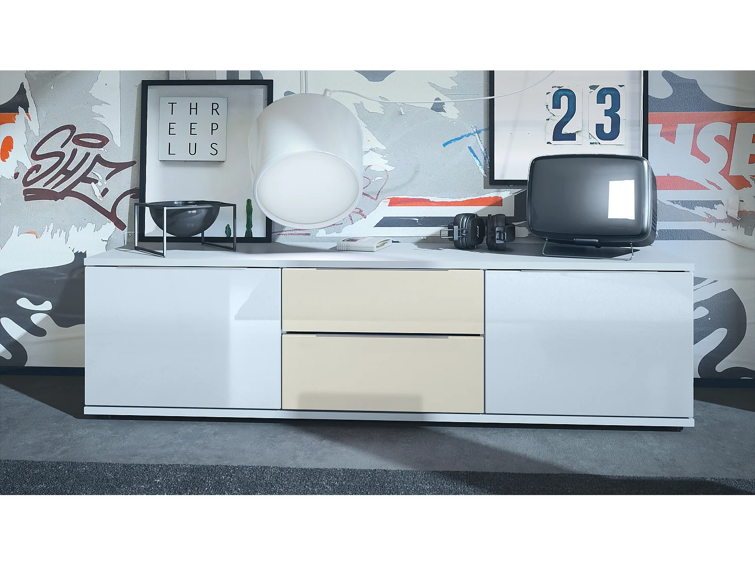 LOWBOARD Linio Creme Hochglanz