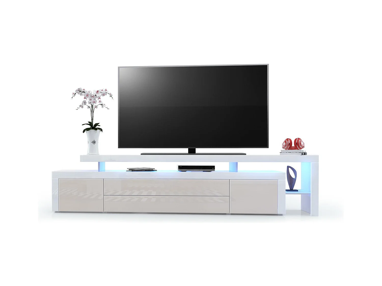 LOWBOARD Leon Sandgrau Hochglanz / Weiß Hochglanz