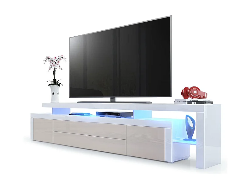 LOWBOARD Leon Sandgrau Hochglanz / Weiß Hochglanz