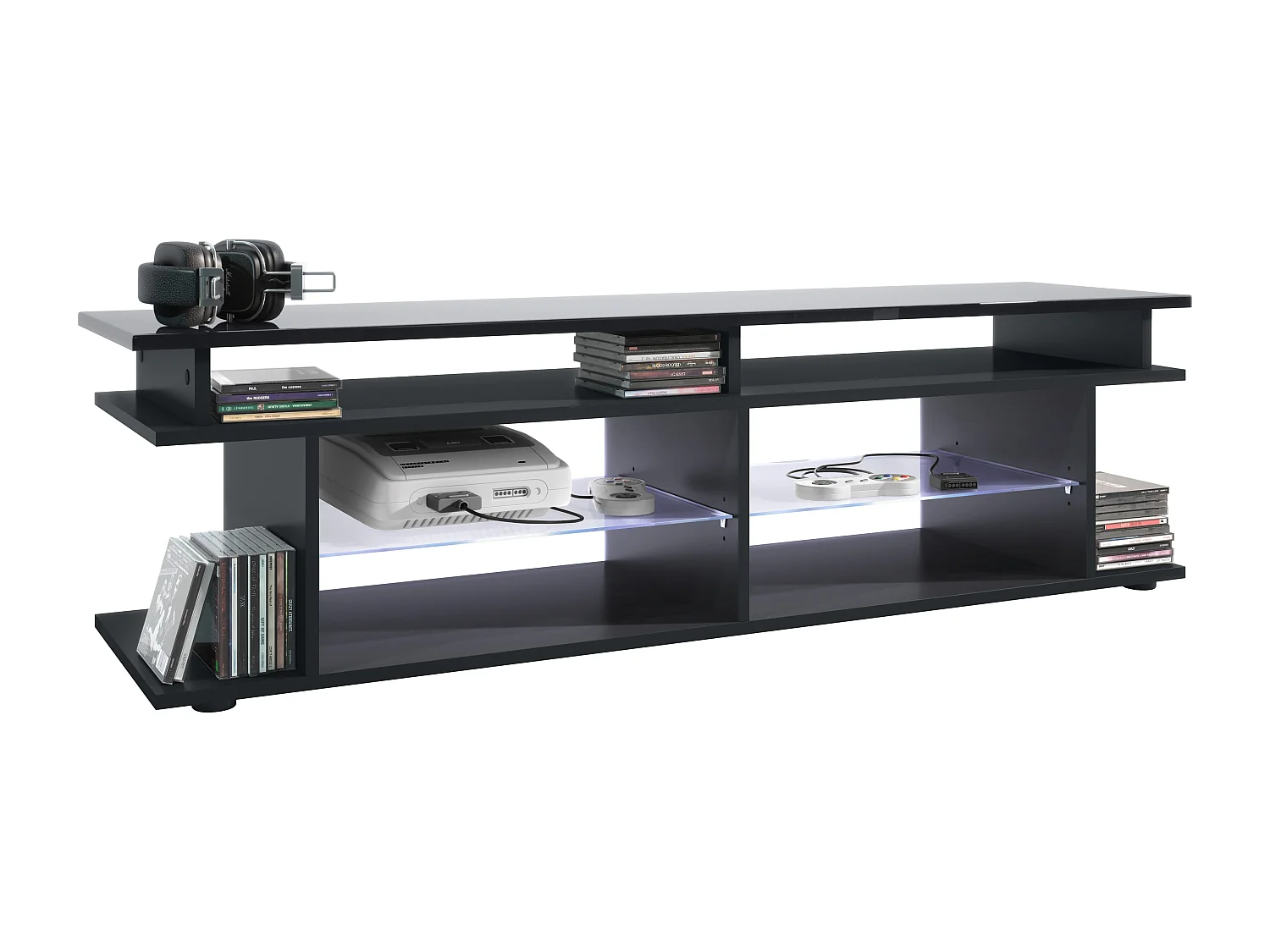 LOWBOARD Movie Platte des TV-Aufsatzes in Schwarz Hochglanz