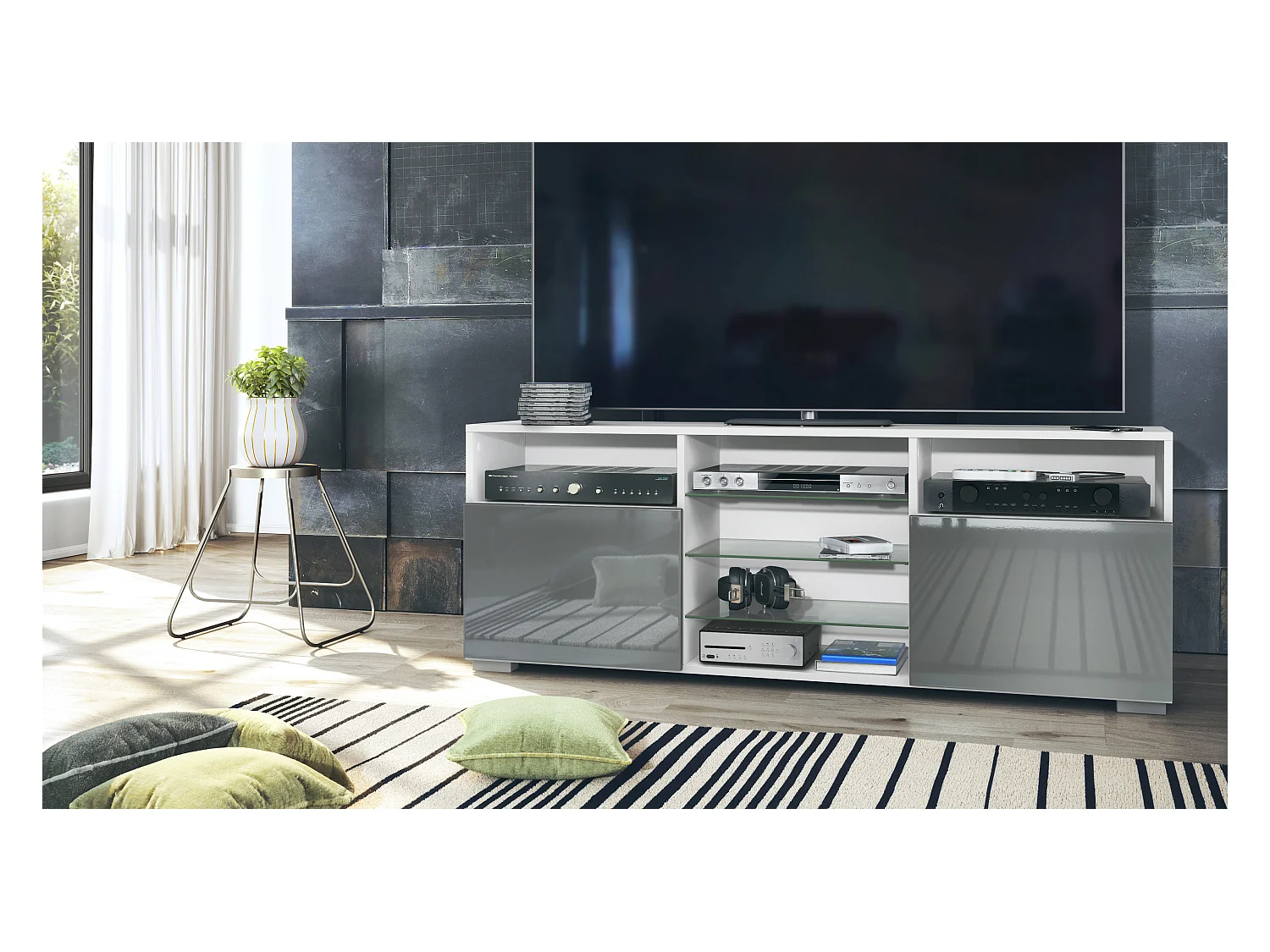 LOWBOARD Granada Front in Grau Hochglanz