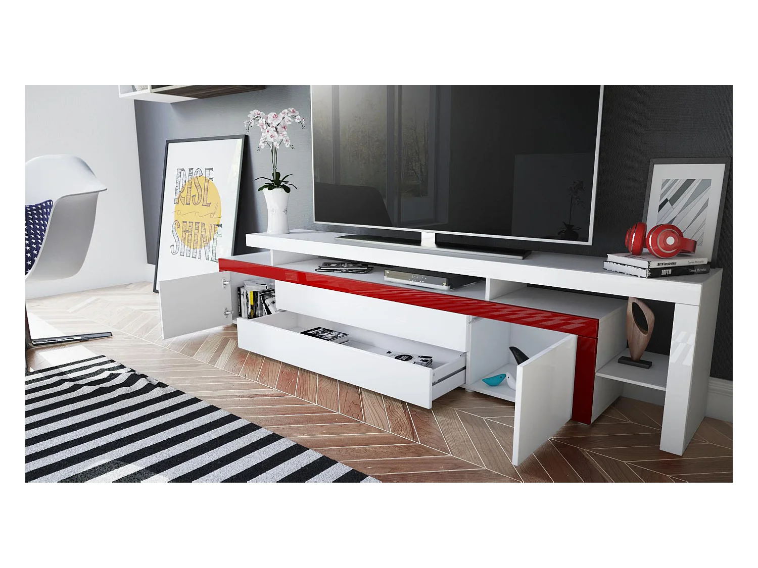 LOWBOARD Leon Sandgrau Hochglanz / Weiß Hochglanz