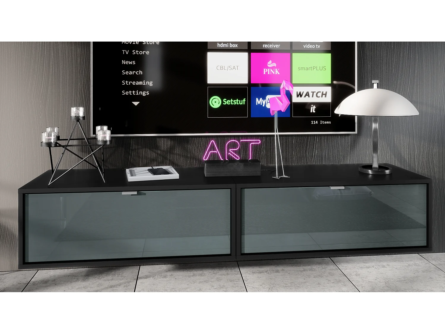 LOWBOARD Lana Fronten in Grau Hochglanz