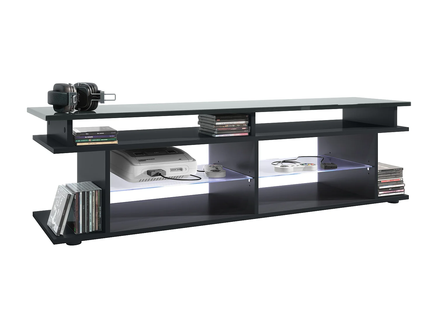 LOWBOARD Movie Platte des TV-Aufsatzes in Grau Hochglanz