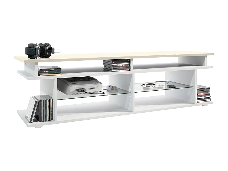 LOWBOARD Movie Platte des TV-Aufsatzes in Creme Hochglanz