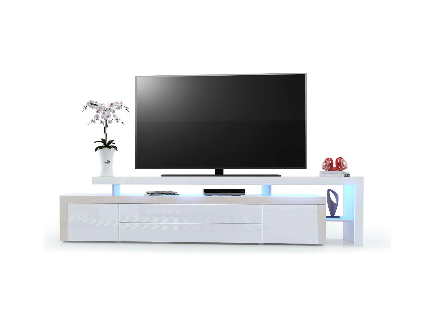 LOWBOARD Leon Weiß Hochglanz / Sandgrau Hochglanz