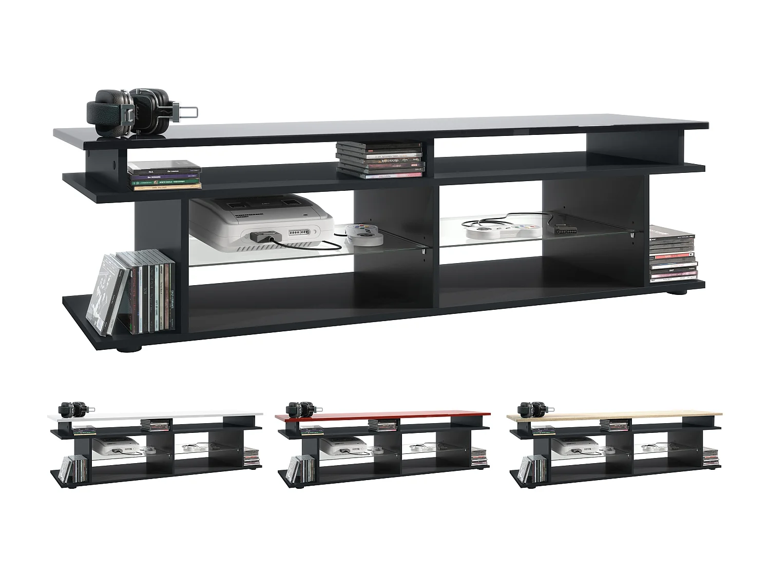 LOWBOARD Movie Platte des TV-Aufsatzes in Creme Hochglanz