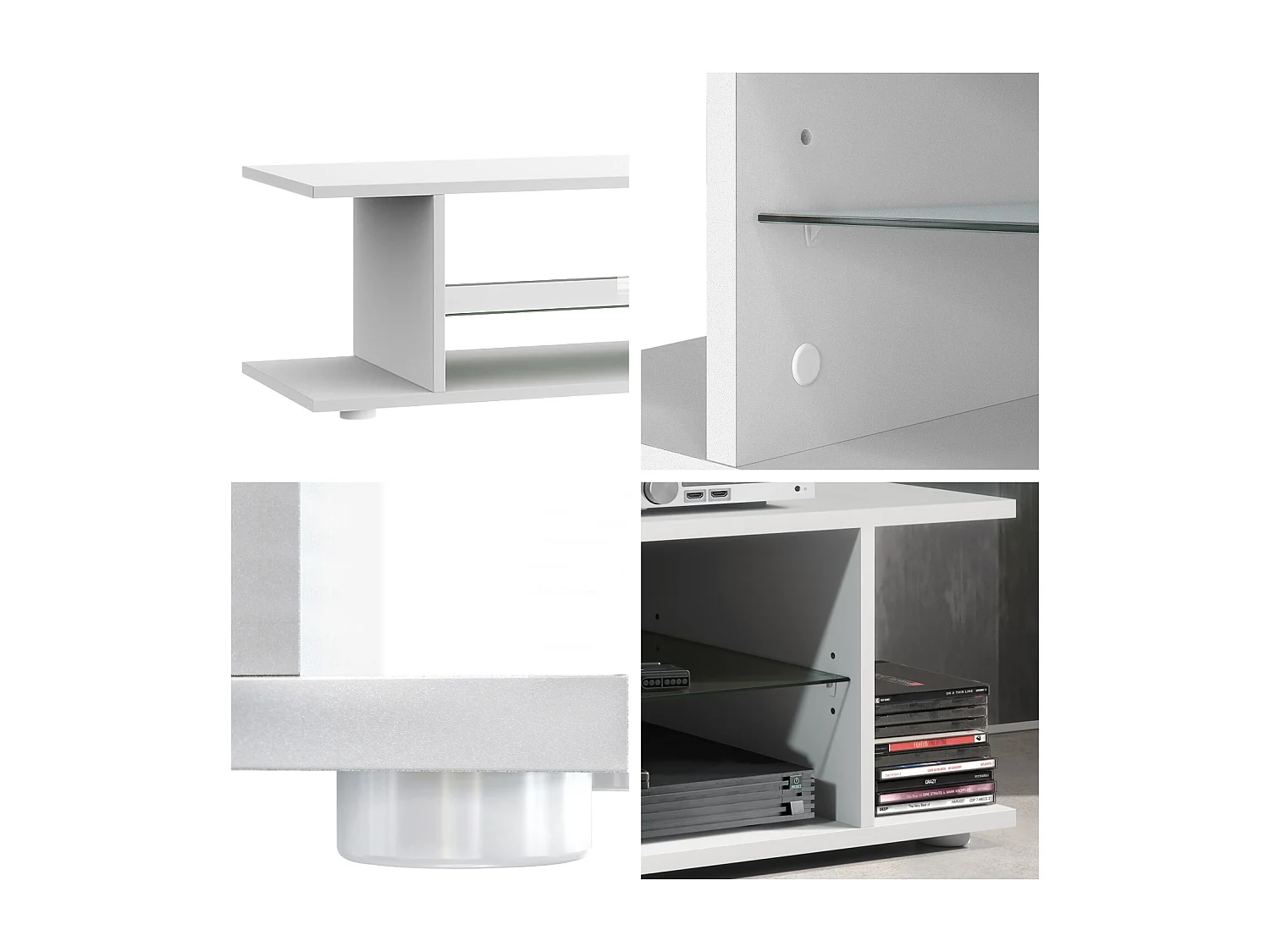 LOWBOARD Movie Platte des TV-Aufsatzes in Creme Hochglanz